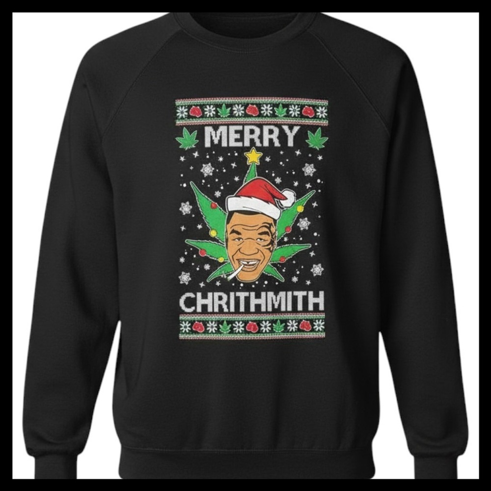 NWOT JERZEES Mike Tyson Merry Chrithmith Ugly Christmas Sweatshirt 2XL Funny